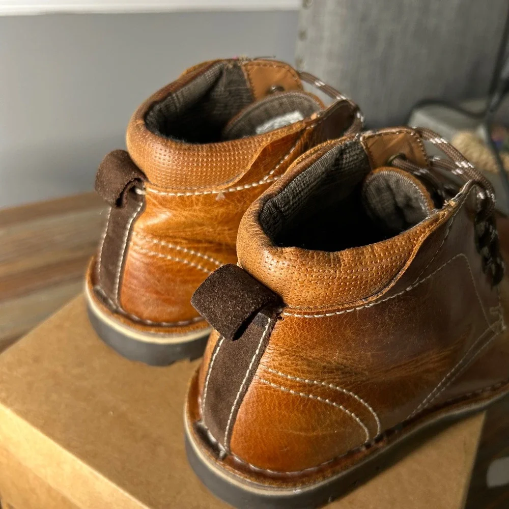 Steve Madden Newcomb Cognac Leather Lace‎ Up Ankle Boots Men Size 9